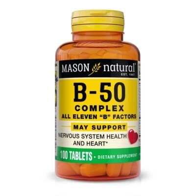 100 TABLETS Mason Natural B-50 COMPLEX ALL ELEVEN "B" FACTORS b-complex - Image 1 of 3