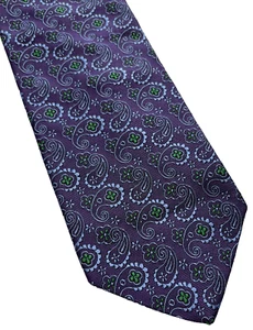 Brooks Brothers Tie Silk Paisley Woven Twill Jaquard Purple Green 58.5x3.25 - Picture 1 of 6