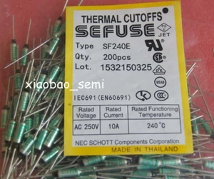 20 PIEZAS SF240E SEFUSE Cortes NEC Fusible Térmico 240°C 240 Grados 10A 250V - Imagen 1 de 1