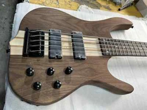 High Quality Walnut Top5 Strings Electric Bass Guitar Neck Through Body Rosewood - Picture 1 of 10