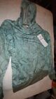 JUST BE  Crossover Hooded Sweatshirt Size Small  Light Green/Gray Leaf Pattern