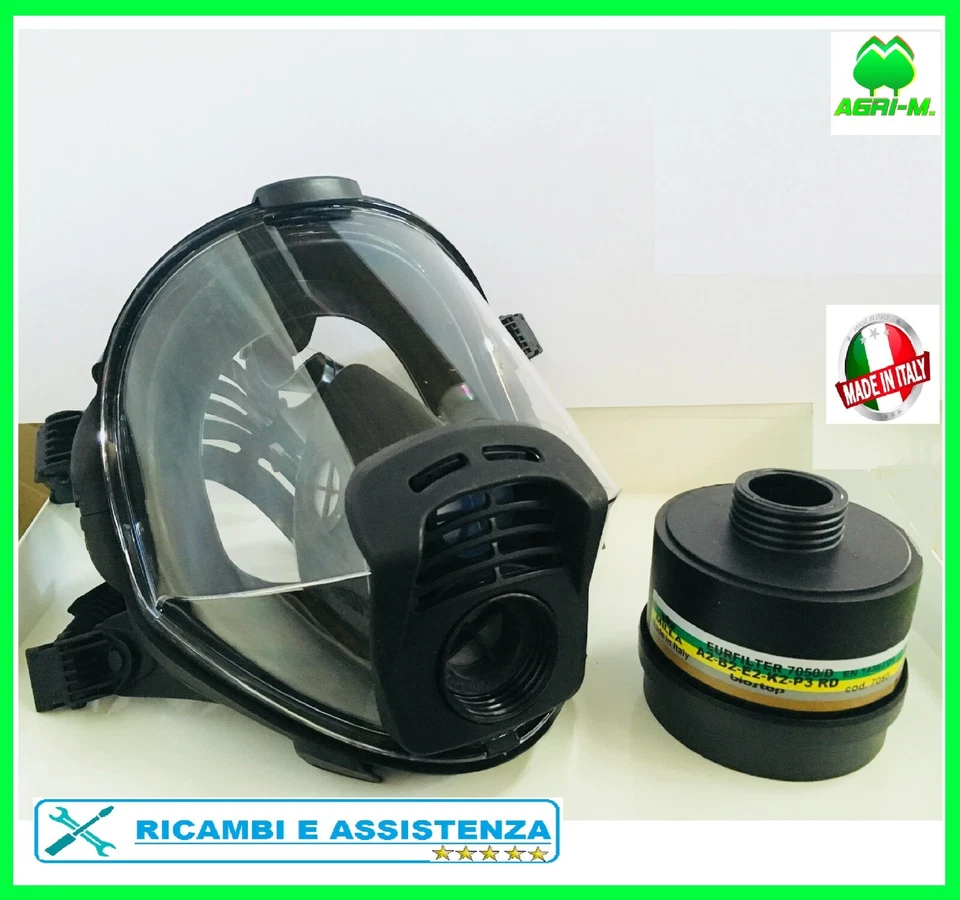 Maschera Panoramica  con filtro A B E K  2 P3  R Pieno facciale Panarea EN 148  - Immagine 1 di 4