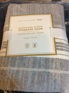 Pottery Barn Teen Standard gesteppter Schein windwärts Streifen hell Chambray blau/grau - Bild 1 von 1
