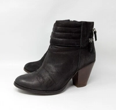 Diba Women's Size 6.5M Black Leather Double Zip Ankle Booties - Image 1 of 4