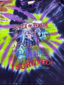 Disneyland Resorts Tower Of Terror I Survived Tie Dye T-Shirt Kids Youth Small - Picture 1 of 9