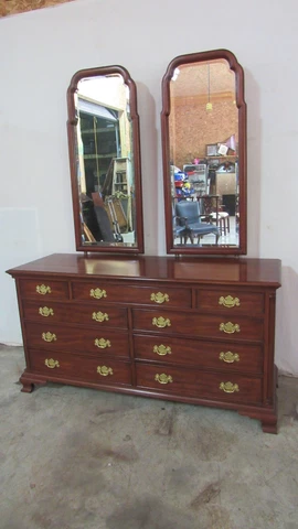 Henkel Harris Dresser with Mirror Cherry Bedroom Set Column Cover
