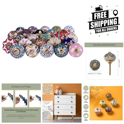 Perillas de cerámica multicolor ligeras y brillantes - perfectas para armarios (25 piezas) Foto 1 de 4
