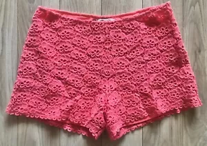 Jennifer Lopez Damen Größe 2 Rosa Spitze Blumen Shorts Gefüttert Mini Baumwolle - Bild 1 von 7