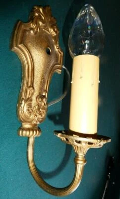 Antique Halcolite Wall Sconce Gold Gilt Brass Bronze Gothic Single Candle Style - Image 1 of 4