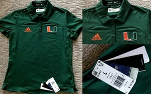 NEW Adidas $75 Miami Hurricanes 2020 Sideline Polo Shirt WOMENS Green size L - Picture 1 of 1