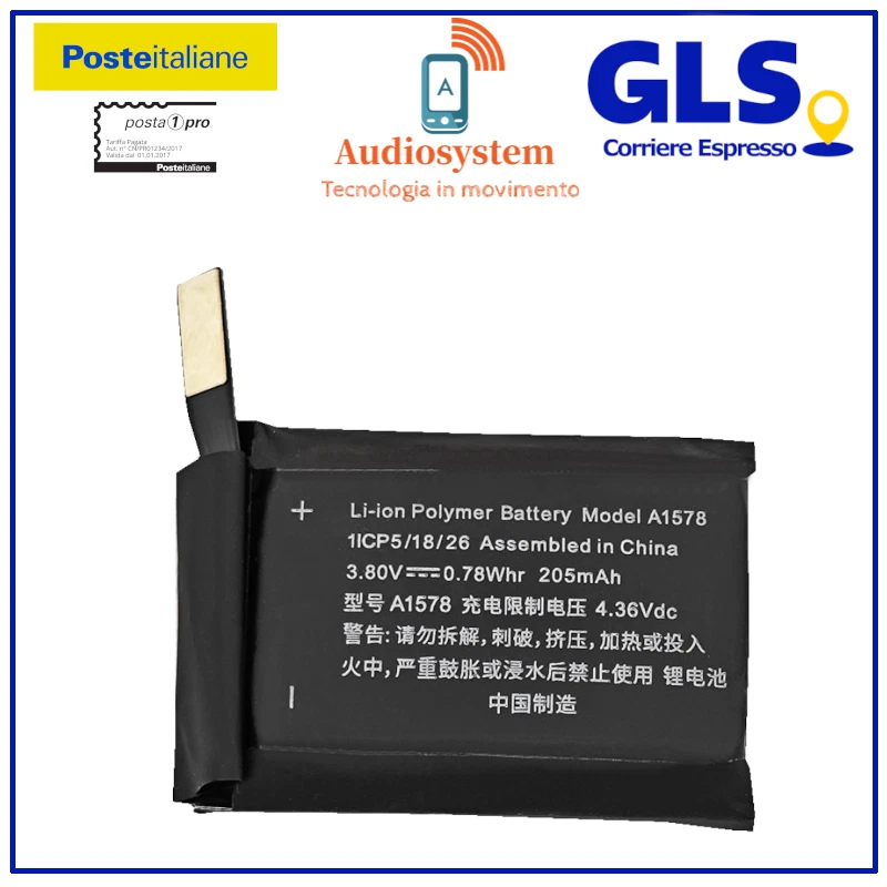 BATTERIA PILA per APPLE WATCH SERIE 1 38mm A1578 A1802 1' Gen. Pari Originale - Immagine 1 di 1