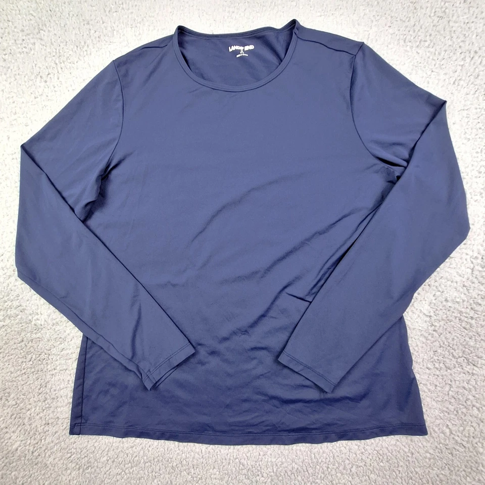 Camisa Lands End para mujer mediana manga larga elástica cuello redondo capas top Foto 1 de 4