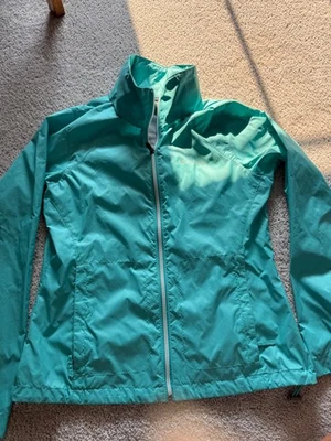 Chaqueta cortavientos Columbia para mujer verde mediana al aire libre cremallera senderismo Foto 1 de 4