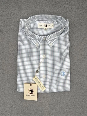 Duck Head Performance Tempest Azul Manga Larga Cuadros Oxford Hombre’s Med Nuevo con Etiquetas Foto 1 de 4