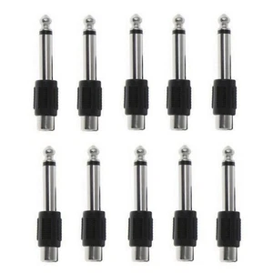 10PCS RCA Female Jack To 6.3mm Male Mono Plug Audio Adapter Connector - Picture 1 of 8