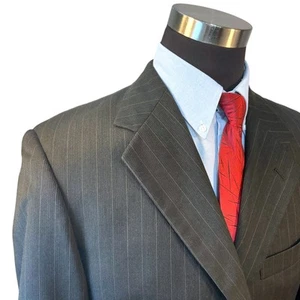 42R(44L) Monsieur Givenchy Suit Jacket Sport Coat Blazer Stripe Black/Brown/Gray - Picture 1 of 17