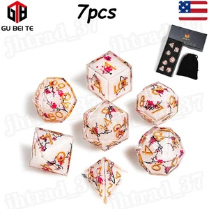 Juego de dados poliédricos de 7 piezas para Dungeon and Dragons DND RPG MTG Juegos (Flor de ciruela) - Imagen 1 de 9