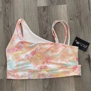 Onzie Women's Lined Sports Ride Bra NWT Peach Multi Size L - Picture 1 of 5