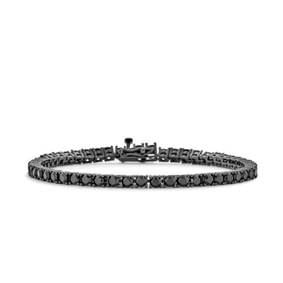 Traditional Bridal 10 CT CZ Round Solitaire Tennis Bracelet Black Silver 7 Inch - Image 1 of 4
