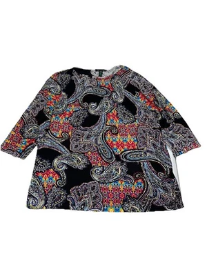 Suéter tejido de algodón viscosa cachemir negro 2X LAUREN RALPH LAUREN para mujer Foto 1 de 4