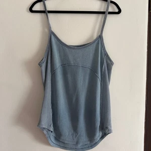 FREE PEOPLE | Camiseta sin mangas We the Free French azul algodón dobladillo crudo camisola grande - Imagen 1 de 5