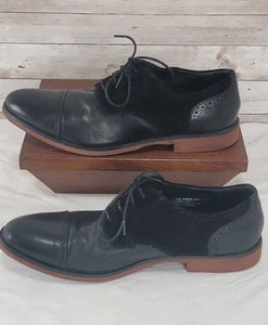 Stacy Adams Herren Größe 12 schwarz Leder & Wildleder Kappe Zehe Oxford elegante Schuhe - Bild 1 von 13