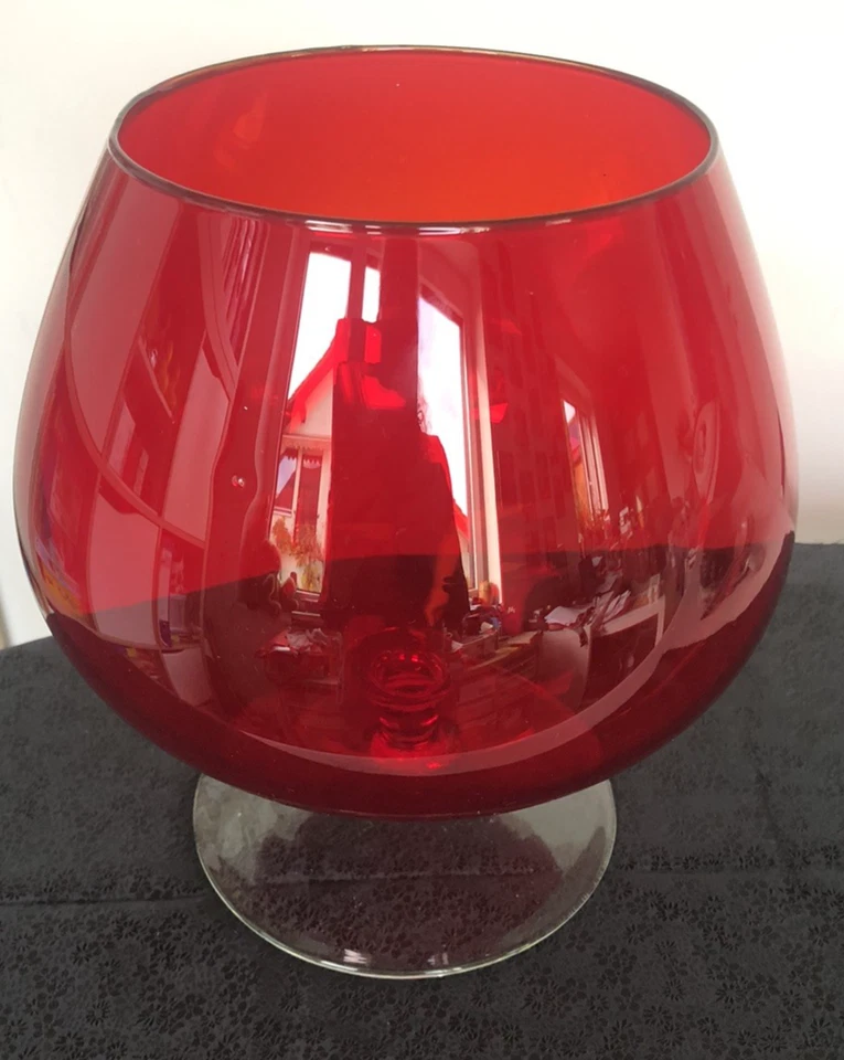 Roter Ballon mundgeblasene Vintage Glasvase - Bild 1 von 3