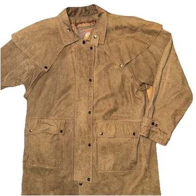 Abrigo plumero vintage Wilsons Adventure encuadernado de cuero capa extraíble occidental XL Foto 1 de 4