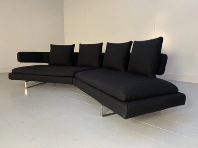 B&B Italia "Arne A320CS_3" 4-Seat Curved Sofa - In Black Wool - Image 1 of 4
