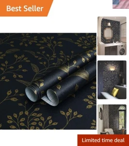 Self-Adhesive Vinyl Wallpaper Roll - Botanical Blue & Gold Floral 28.3 sq ft - Picture 1 of 9