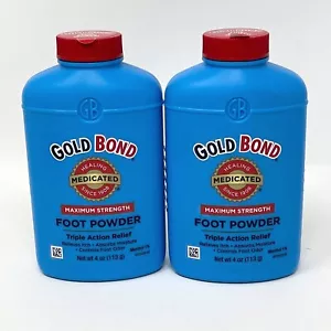 Lotto di 2 Bottiglie Oro Bond Massima Resistenza Piede Polvere 4 oz Talco Blu NUOVO - Foto 1 di 5