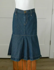 Vintage Levi's Jeans Denim Flare Tiny Ruffle Skirt sz 10 - Picture 1 of 9