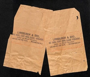Washington, DC Lansburgh & Bro. Dry Goods Cloaks Upholstery 2 Receipts 1898 - Picture 1 of 2