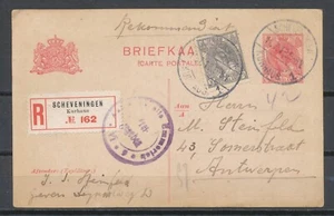 BRIEFK. 5c BIJFR. 10c SCHEVENINGEN Kurhaus AANGETEKEND 11.7.18 CENSUUR ANTWERPEN - Imagen 1 de 2