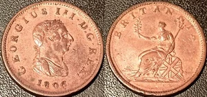 Royaume-Uni - George III - 1/2 penny 1806 SUP+ !! KM#662 - Picture 1 of 1
