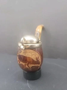 Pipa de brezo real vintage tallada hecha en Checoslovaquia con tapa - Imagen 1 de 8