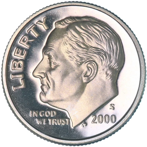 2000 S Roosevelt Dime Gem Deep Cameo CN-Clad Proof US Coin Toned See Pics Y067 Cover