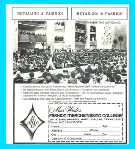 1975 Miss Wade's Fashion College PRINT AD runway modeling merchandising career - Picture 1 of 3