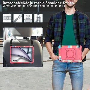 Case For iPad (A16) iPad Pro iPad Air 11" 10.9'' with Rotating Stand and Strap - Picture 1 of 47