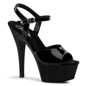 Pleaser Platform Heels KISS-209 Black Exotic Dancing Pole Dance Shoes 6" Heel