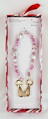 A New Day Pink & Pearl Beaded Replacement Wrist Strap For Purse Cell Phone Bag - Image 1 of 4