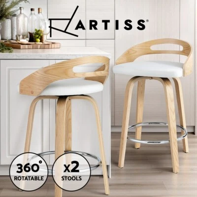 Artiss 2x Bar Stools Swivel Dining Chairs Low Back Counter Seat PU Cushion - image 1 of 4