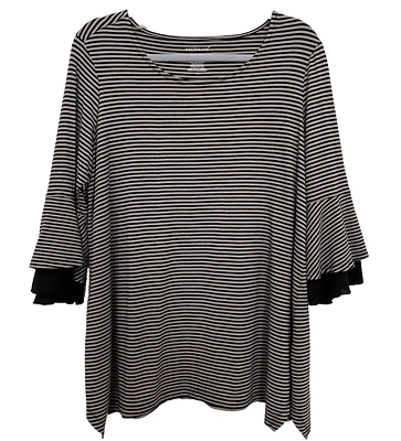 Westbound Blouse women's Large striped Modal Blend flared & Layered sleeves Boho - Image 1 of 4