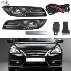 Black Front Bumper Fog Lights Kit For Nissan Sentra 2013-2015 Clear Lens+Switch - Picture 1 of 12