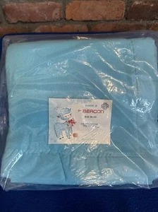 NEW Beacon Range 4 Crib Baby Blanket BLUE Satin Trim 36"x 50" FACTORY SEALED NOS - Picture 1 of 8