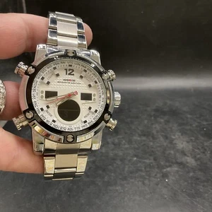Weide Sporty Waterproof Steel Band Watch with Analog and LCD Display. 99j - Picture 1 of 7
