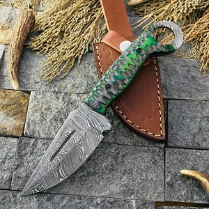 SHARD® CUSTOM HAND FORGED Damascus Steel Skinner Camping Hunting Knife W/Sheath - Picture 1 of 13