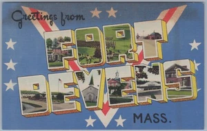 Saludos desde Fort Devens MA, c1940 carta grande postal de lino - Imagen 1 de 2