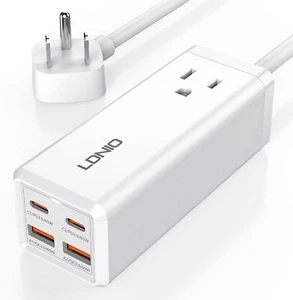 Caricabatterie USB C 65 W caricabatterie GaN 5 in 1 stazione di ricarica USB C estensore uscita CA - Foto 1 di 9