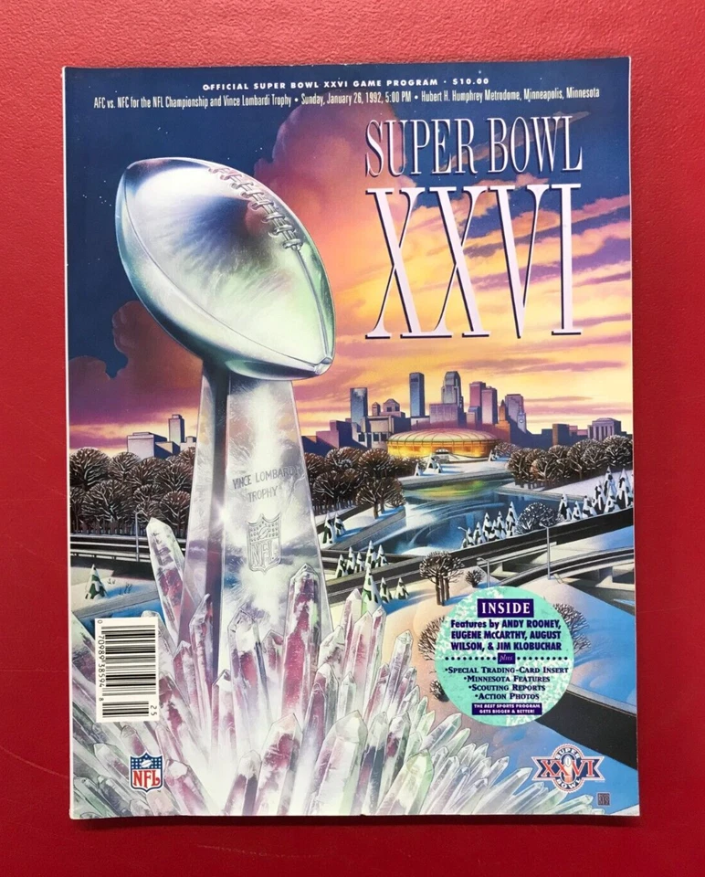 Super Bowl XXVI 1992 Game Program Washington Redskins vs Buffalo Bills - Image 1 of 3